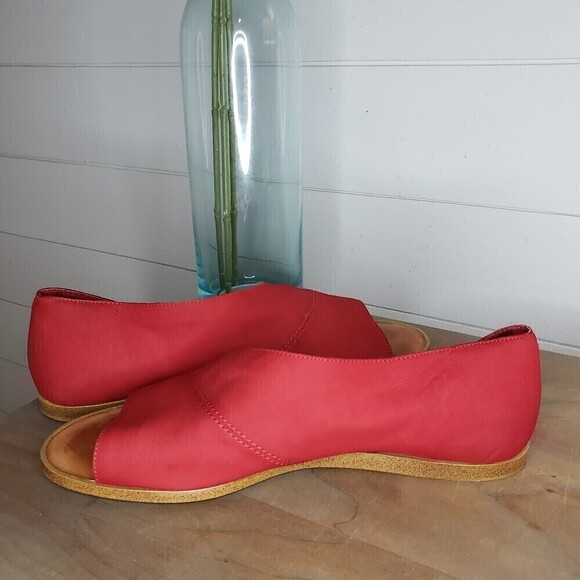 1.State Red Leather Celvin Slip On Open Almond Toe Sandals Size 10 - Picture 3 of 7